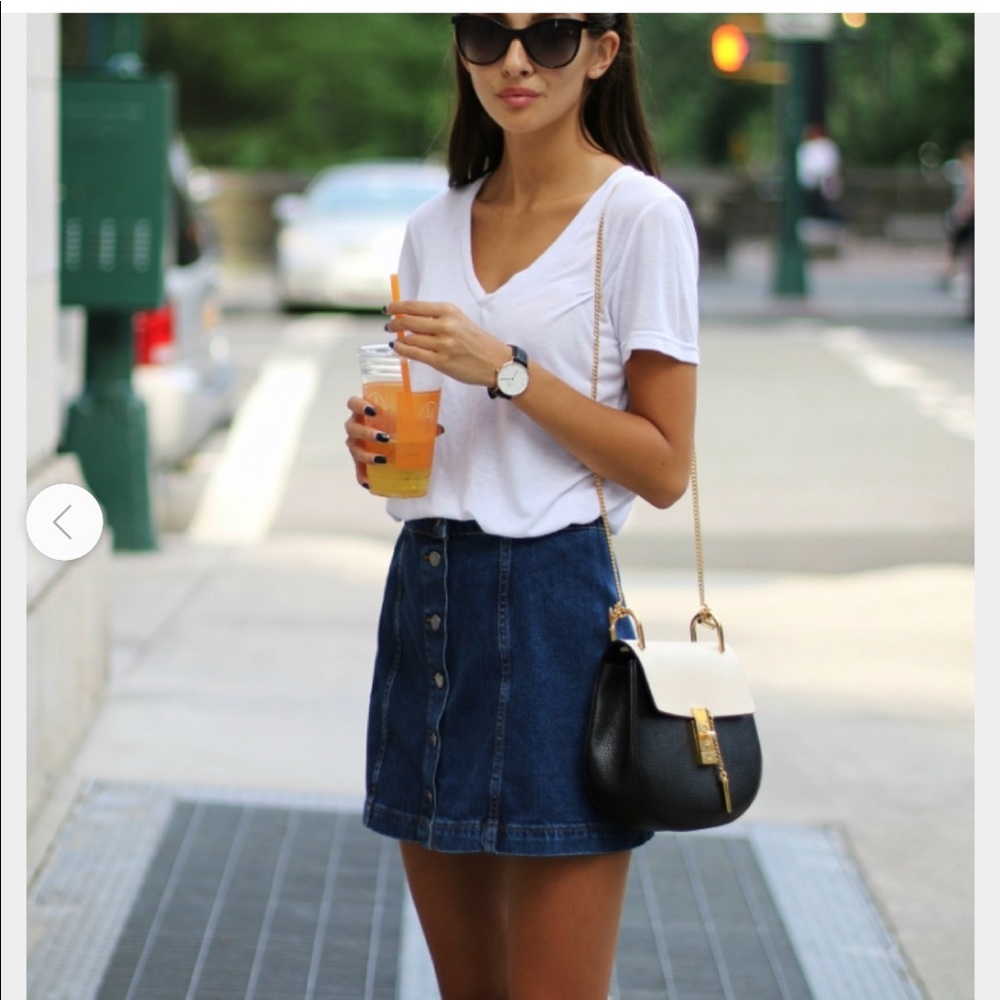 Topshop Moto Button down jean skirt